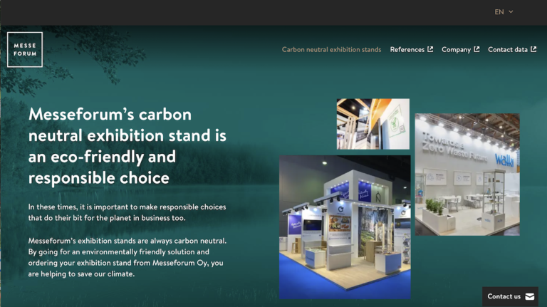 A separate theme page for carbon neutral exhibition stand